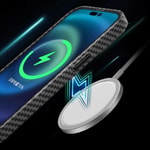 Apple iPhone 14 Plus Kılıf ​​​​​Wiwu Karbon Fiber Görünümlü M-safe Wireless Şarj Özellikli Kabon Kapak
