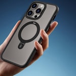 Apple iPhone 14 Plus Kılıf Wiwu ZMM-010 M-safe Şarj Özellikli Parmak İzi Bırakmayan Mat Transparan Standlı Kapak