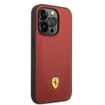 Apple iPhone 14 Pro Kılıf Ferrari M-safe Şarj Özellikli Deri Delikli Dikişli Dizayn Kapak