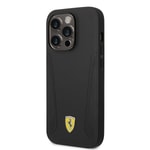 Apple iPhone 14 Pro Kılıf Ferrari M-safe Şarj Özellikli Deri Kenarları Damgalı Dizayn Kapak