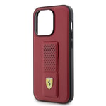 Apple iPhone 14 Pro Kılıf Ferrari Orjinal Lisanlı Klasik Metal Logolu Delikli Standlı Deri Kapak
