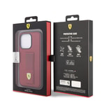 Apple iPhone 14 Pro Kılıf Ferrari Orjinal Lisanlı Klasik Metal Logolu Delikli Standlı Deri Kapak