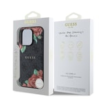 Apple iPhone 14 Pro Kılıf Guess Orjinal Lisanslı M-safe Şarj Özellikli Gül Baskılı 4G Desenli Yazı Logolu Kapak