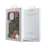 Apple iPhone 14 Pro Kılıf Guess Orjinal Lisanslı M-safe Şarj Özellikli Gül Baskılı 4G Desenli Yazı Logolu Kapak