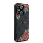 Apple iPhone 14 Pro Kılıf Guess Orjinal Lisanslı M-safe Şarj Özellikli Gül Baskılı 4G Desenli Yazı Logolu Kapak