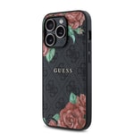 Apple iPhone 14 Pro Kılıf Guess Orjinal Lisanslı M-safe Şarj Özellikli Gül Baskılı 4G Desenli Yazı Logolu Kapak