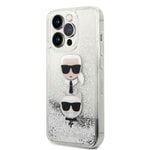 Apple iPhone 14 Pro Kılıf Karl Lagerfeld Sıvılı Simli K&C Head Dizayn Kapak