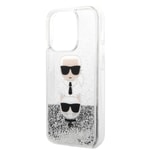 Apple iPhone 14 Pro Kılıf Karl Lagerfeld Sıvılı Simli K&C Head Dizayn Kapak