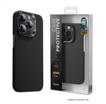 Apple iPhone 14 Pro Kılıf M-safe Şarj Özellikli Karbon Fiber Benks MFM Lisanslı 600D Essential Kevlar Kapak