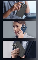 Apple iPhone 14 Pro Kılıf ​​​​​Wiwu Karbon Fiber Görünümlü M-safe Wireless Şarj Özellikli Kabon Kapak