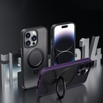 Apple iPhone 14 Pro Kılıf Wiwu ZMM-010 M-safe Şarj Özellikli Parmak İzi Bırakmayan Mat Transparan Standlı Kapak