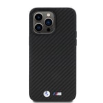 Apple iPhone 14 Pro Max Kılıf BMW Orjinal Lisanslı Karbon Fiber Tasarımlı ve Metal Logolu PU Deri Kapak