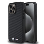 Apple iPhone 14 Pro Max Kılıf BMW Orjinal Lisanslı Karbon Fiber Tasarımlı ve Metal Logolu PU Deri Kapak