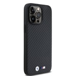 Apple iPhone 14 Pro Max Kılıf BMW Orjinal Lisanslı Karbon Fiber Tasarımlı ve Metal Logolu PU Deri Kapak