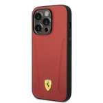 Apple iPhone 14 Pro Max Kılıf Ferrari M-safe Şarj Özellikli Deri Kenarları Damgalı Dizayn Kapak
