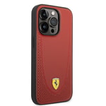 Apple iPhone 14 Pro Max Kılıf Ferrari M-safe Şarj Özellikli Deri Delikli Dikişli Dizayn Kapak