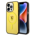 Apple iPhone 14 Pro Max Kılıf Ferrari M-safe Şarj Özellikli Yarı Transparan Dizayn Kapak