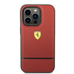 Apple iPhone 14 Pro Max Kılıf Ferrari Orjinal Lisanslı Deri Delikli Ve Çizgili Dizayn Kapak