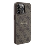 Apple iPhone 14 Pro Max Kılıf Guess Orjinal Lisanslı M-safe Şarj Özellikli PU Halkalı 4G Desenli Yazı Logolu Kapak