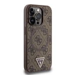 Apple iPhone 14 Pro Max Kılıf Guess Orjinal Lisanslı M-safe Şarj Özellikli PU Üçgen Logo 4G Desenli Kapak