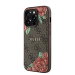 Apple iPhone 14 Pro Max Kılıf Guess Orjinal Lisanslı M-safe Şarj Özellikli Gül Baskılı 4G Desenli Yazı Logolu Kapak