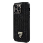 Apple iPhone 14 Pro Max Kılıf Guess Orjinal Lisanslı Taşlı Arka Yüzey Üçgen Logolu Kapak
