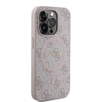 Apple iPhone 14 Pro Max Kılıf Guess Orjinal Lisanslı M-safe Şarj Özellikli PU Halkalı 4G Desenli Yazı Logolu Kapak