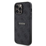 Apple iPhone 14 Pro Max Kılıf Guess Orjinal Lisanslı M-safe Şarj Özellikli PU Halkalı 4G Desenli Yazı Logolu Kapak