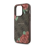 Apple iPhone 14 Pro Max Kılıf Guess Orjinal Lisanslı M-safe Şarj Özellikli Gül Baskılı 4G Desenli Yazı Logolu Kapak