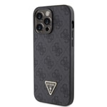Apple iPhone 14 Pro Max Kılıf Guess Orjinal Lisanslı PU Deri Taşlı Metal Üçgen Logolu Çapraz Vücut Askılı 4G Desenli Kapak