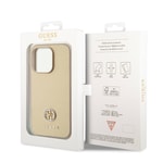 Apple iPhone 14 Pro Max Kılıf Guess Orjinal Lisanslı Deri 4G Metal Logo Strass Kapak