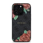 Apple iPhone 14 Pro Max Kılıf Guess Orjinal Lisanslı M-safe Şarj Özellikli Gül Baskılı 4G Desenli Yazı Logolu Kapak