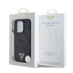 Apple iPhone 14 Pro Max Kılıf Guess Orjinal Lisanslı M-safe Şarj Özellikli PU Üçgen Logo 4G Desenli Kapak