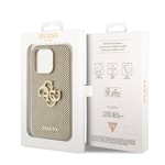 Apple iPhone 14 Pro Max Kılıf Guess Orjinal Lisanslı Delikli Yazı ve 4G Glitter Büyük Metal Logolu Kapak