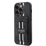 Apple iPhone 14 Pro Max Kılıf Guess Orjinal Lisanslı M-safe Şarj Özellikli 4G Desenli Çizgili Kartlıklı Kapak