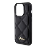 Apple iPhone 14 Pro Max Kılıf Guess Orjinal Lisanslı PU Deri Metal Yazı Logolu Kapitone Kapak
