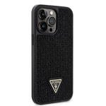 Apple iPhone 14 Pro Max Kılıf Guess Orjinal Lisanslı Taşlı Arka Yüzey Üçgen Logolu Kapak