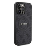 Apple iPhone 14 Pro Max Kılıf Guess Orjinal Lisanslı M-safe Şarj Özellikli PU Halkalı 4G Desenli Yazı Logolu Kapak