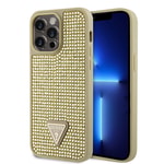 Apple iPhone 14 Pro Max Kılıf Guess Orjinal Lisanslı Taşlı Arka Yüzey Üçgen Logolu Kapak