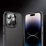 Apple iPhone 14 Pro Max Kılıf Karbon Fiber Görünümlü Wlons Marin Kapak
