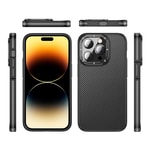 Apple iPhone 14 Pro Max Kılıf Karbon Fiber Görünümlü Wlons Marin Kapak