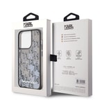 Apple iPhone 14 Pro Max Kılıf Karl Lagerfeld Orjinal Lisanslı Simli KL Yazılı Monogram Gradıent Kapak