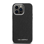 Apple iPhone 14 Pro Max Kılıf Karl Lagerfeld Orjinal Lisanslı PU Deri Damgalı Metal Yazı Logolu Kapak