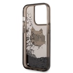 Apple iPhone 14 Pro Max Kılıf Karl Lagerfeld Sıvılı Simli Choupette Head Dizayn Kapak
