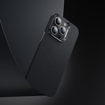 Apple iPhone 14 Pro Max Kılıf M-safe Özellikli Karbon Fiber Benks 600D Essential Kevlar Kapak