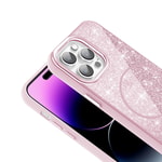 Apple iPhone 14 Pro Max Kılıf M-safe Şarj Özellikli Parlayan Simli Zore Okso Kapak