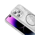 Apple iPhone 14 Pro Max Kılıf M-safe Şarj Özellikli Parlayan Simli Zore Okso Kapak