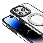 Apple iPhone 14 Pro Max Kılıf Pırlanta Taş Tasarımlı M-safe Şarj Özellikli Zore Karetta Silikon Kapak