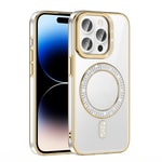 Apple iPhone 14 Pro Max Kılıf Pırlanta Taş Tasarımlı M-safe Şarj Özellikli Zore Karetta Silikon Kapak