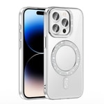Apple iPhone 14 Pro Max Kılıf Pırlanta Taş Tasarımlı M-safe Şarj Özellikli Zore Karetta Silikon Kapak